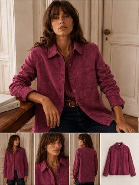Vegan Suede Embroidered Blouse Deep Berry 1X